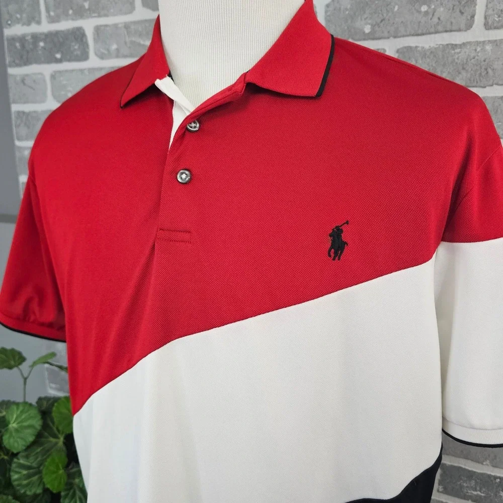 Polo Ralph Lauren Performance Color Block Golf Polo Shirt Men's XL Preppy Casual